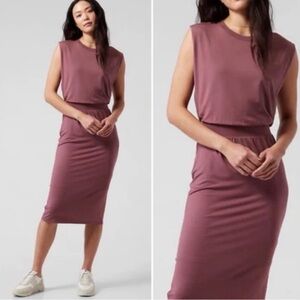 Athleta Santorini Cinch Midi Dress in Mauve XL